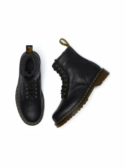 Nilkkurit<Dr. Martens 1460 Grizzly -nahkasaappaat tekoturkisvuorilla BLACK