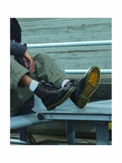 Nilkkurit<Dr. Martens 1460 Grizzly -nahkasaappaat tekoturkisvuorilla BLACK