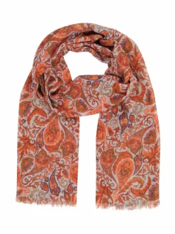 Huivit & Kaulaliinat<A+more Agata-villahuivi 70 x 180 cm LIGHT BLUE/BROWN/ORANGE