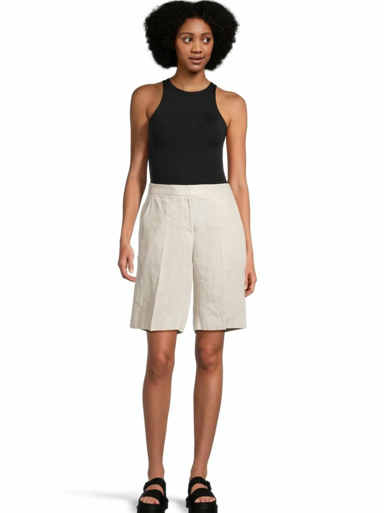 Housut<ESSENTIALS by Stockmann Agatha-pellavashortsit BEIGE