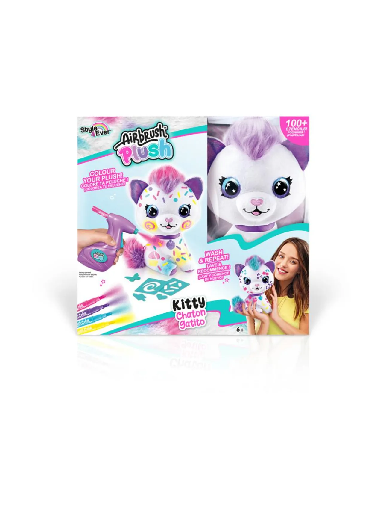 Luovuus & Oppiminen<AIRBRUSH PLUSH Pehmokissanpentu ja kynäruisku, 25 cm