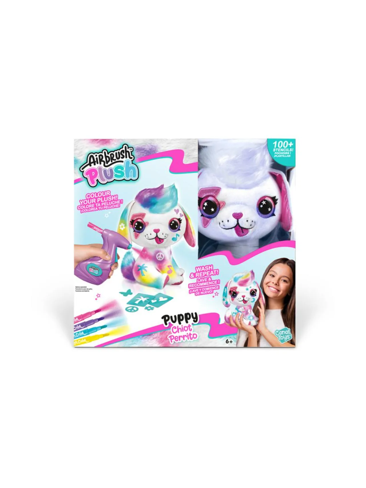 Luovuus & Oppiminen<AIRBRUSH PLUSH Pehmokoiranpentu ja kynäruisku, 26 cm