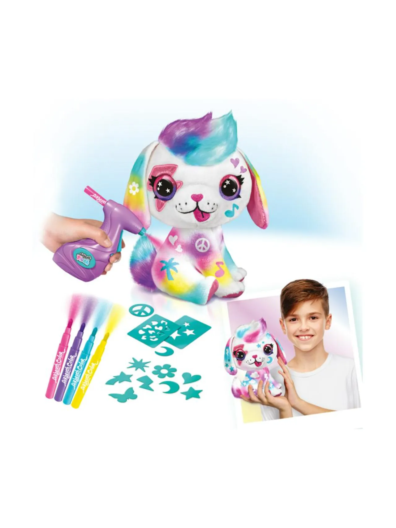 Luovuus & Oppiminen<AIRBRUSH PLUSH Pehmokoiranpentu ja kynäruisku, 26 cm