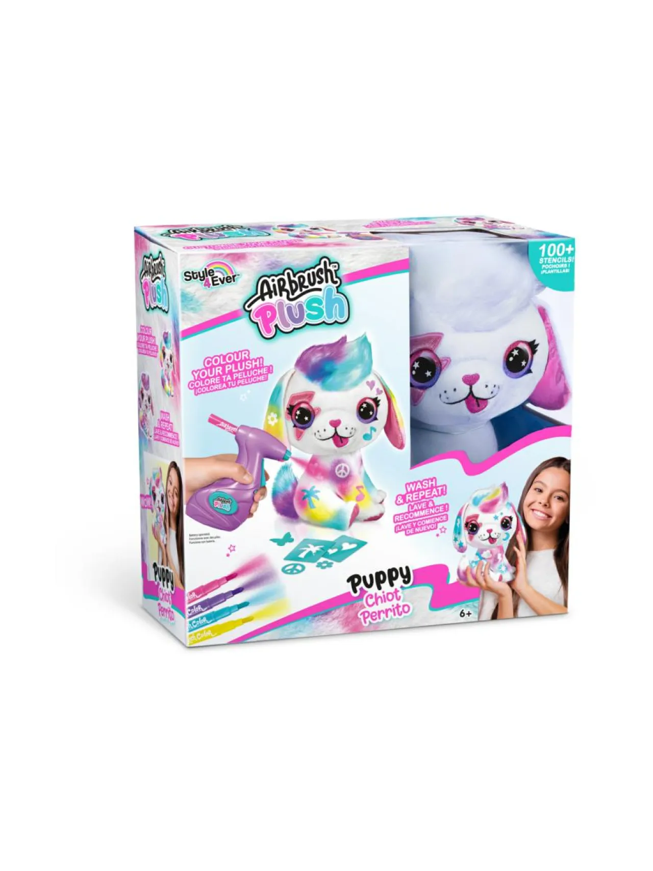 Luovuus & Oppiminen<AIRBRUSH PLUSH Pehmokoiranpentu ja kynäruisku, 26 cm