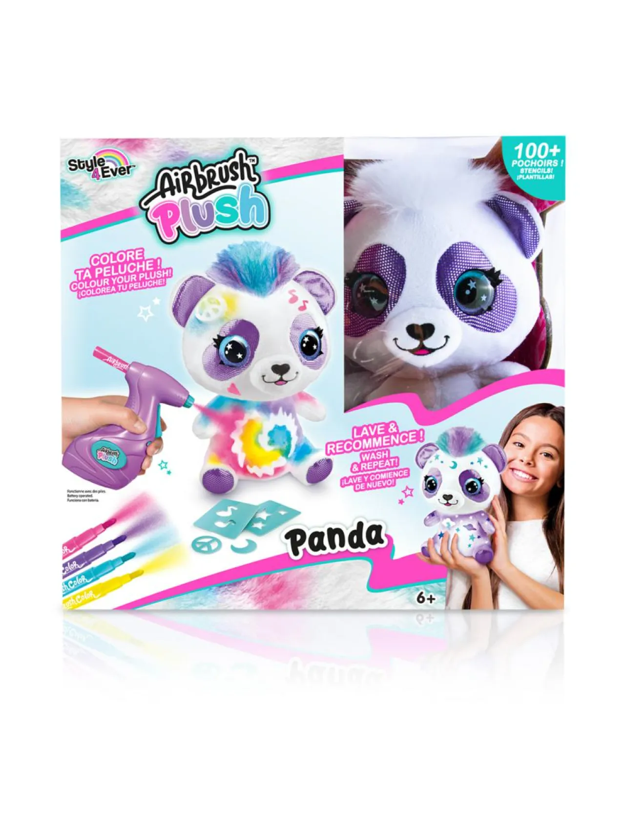 Luovuus & Oppiminen<AIRBRUSH PLUSH Pehmopanda ja kynäruisku, 25 cm
