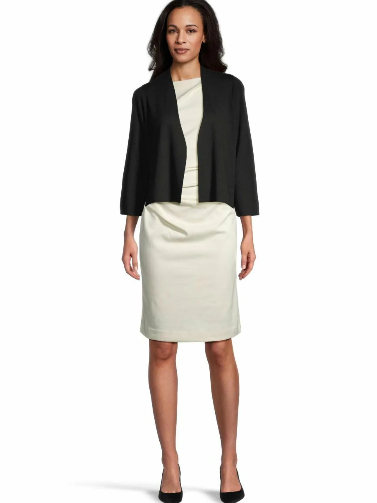 Neuleet<ESSENTIALS by Stockmann Alice- lyhyt neuletakki BLACK
