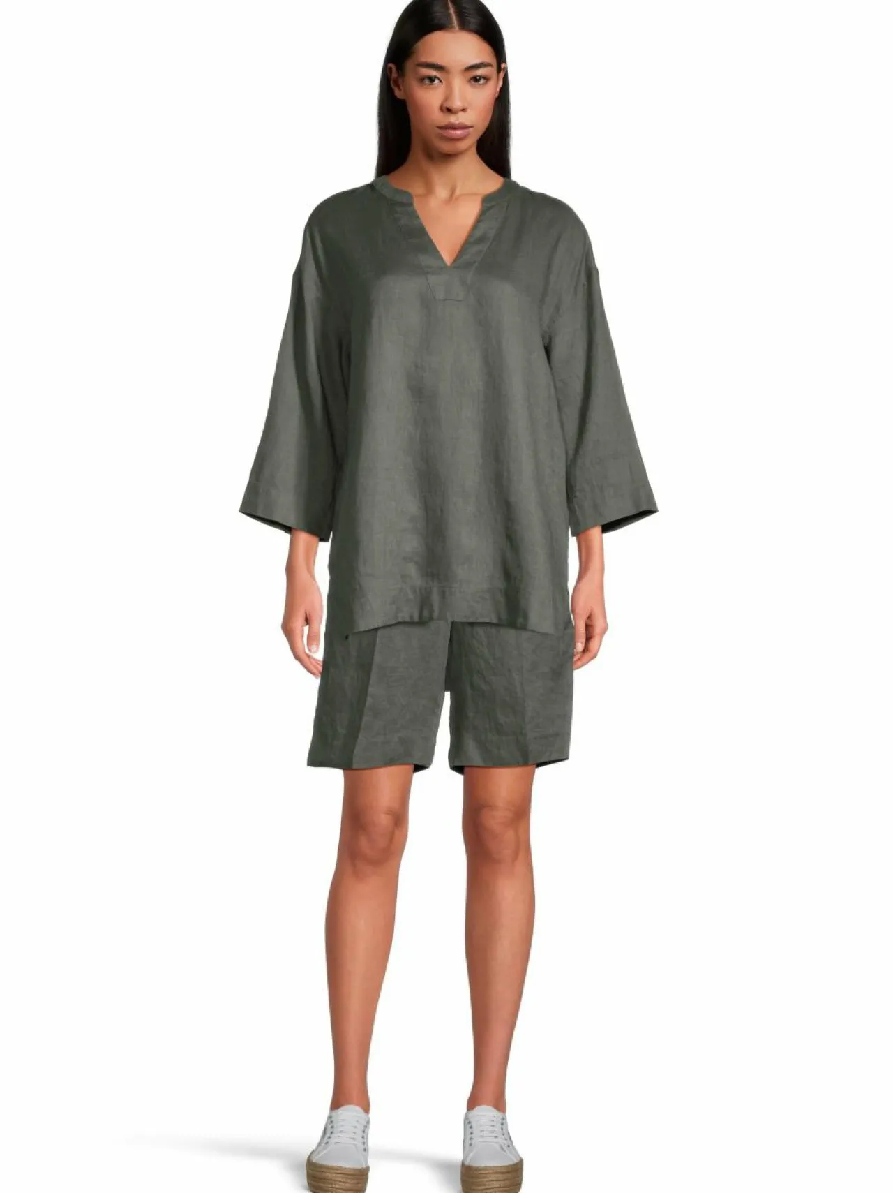 Paidat & Puserot<ESSENTIALS by Stockmann Amalia-pellavatunika KHAKI GREEN