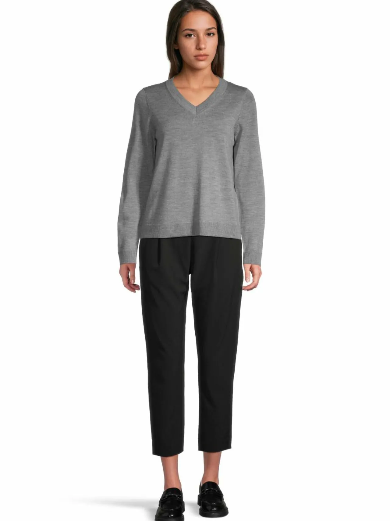 Neuleet<ESSENTIALS by Stockmann Annie-merinoneulepusero MID GREY MEL 245499