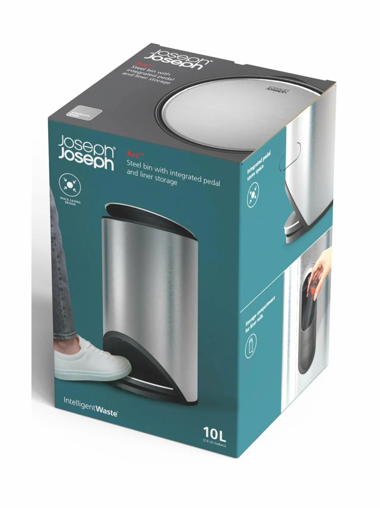 Roskakorit & -Pussit<Joseph Joseph Arc-roskakori 10 l STAINLESS STEEL