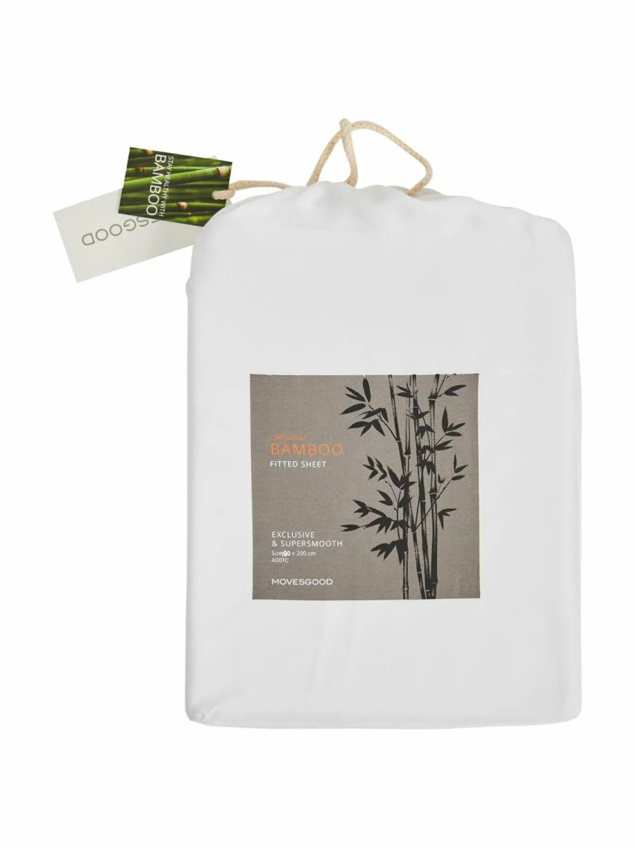 Liinavaatteet<Movesgood Bamboo- muotoonommeltu aluslakana WHITE