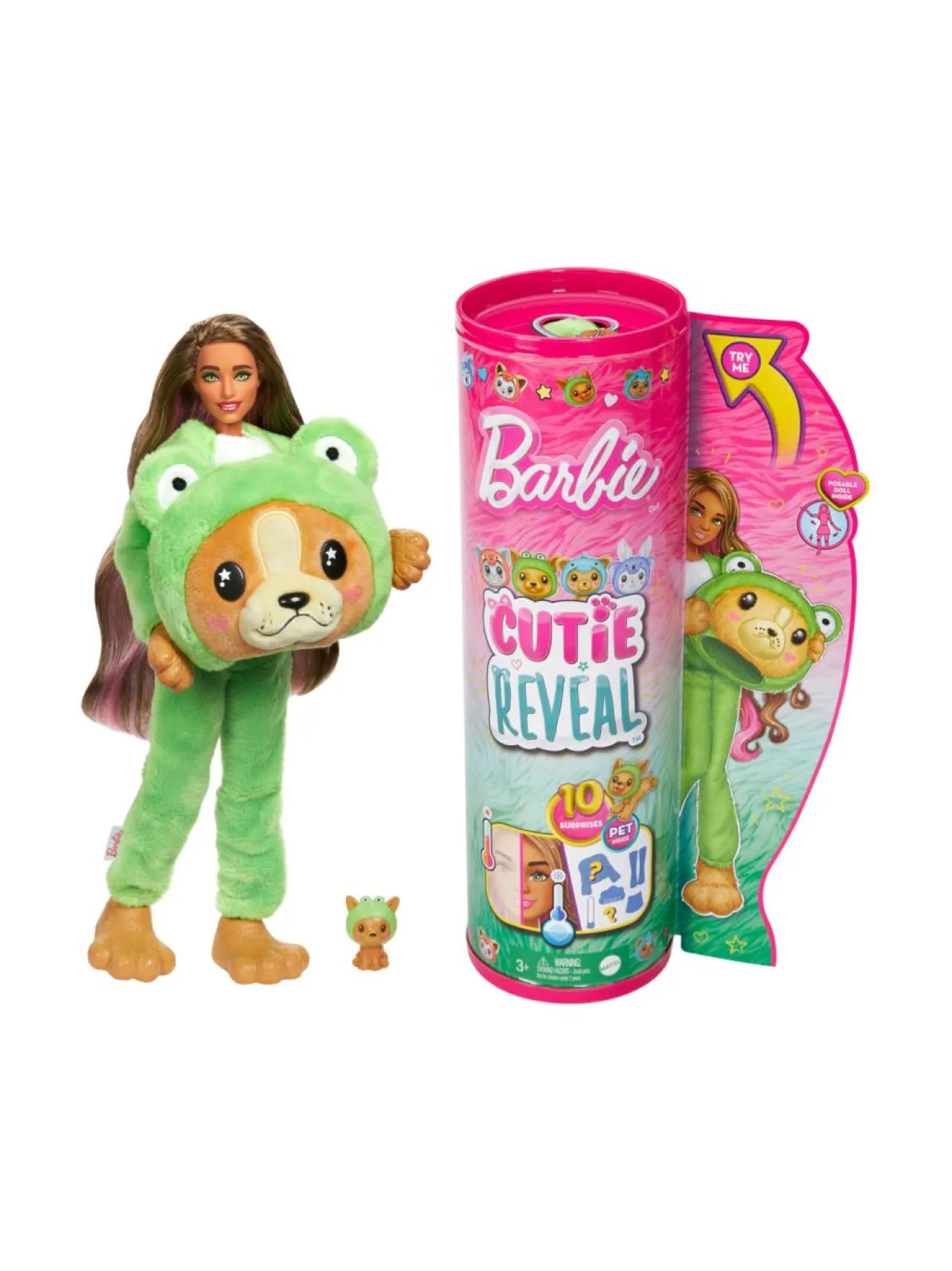 Nuket & Nuken Tarvikkeet<BARBIE Cutie Reveal -koiranpentu sammakkopuvussa 29 cm