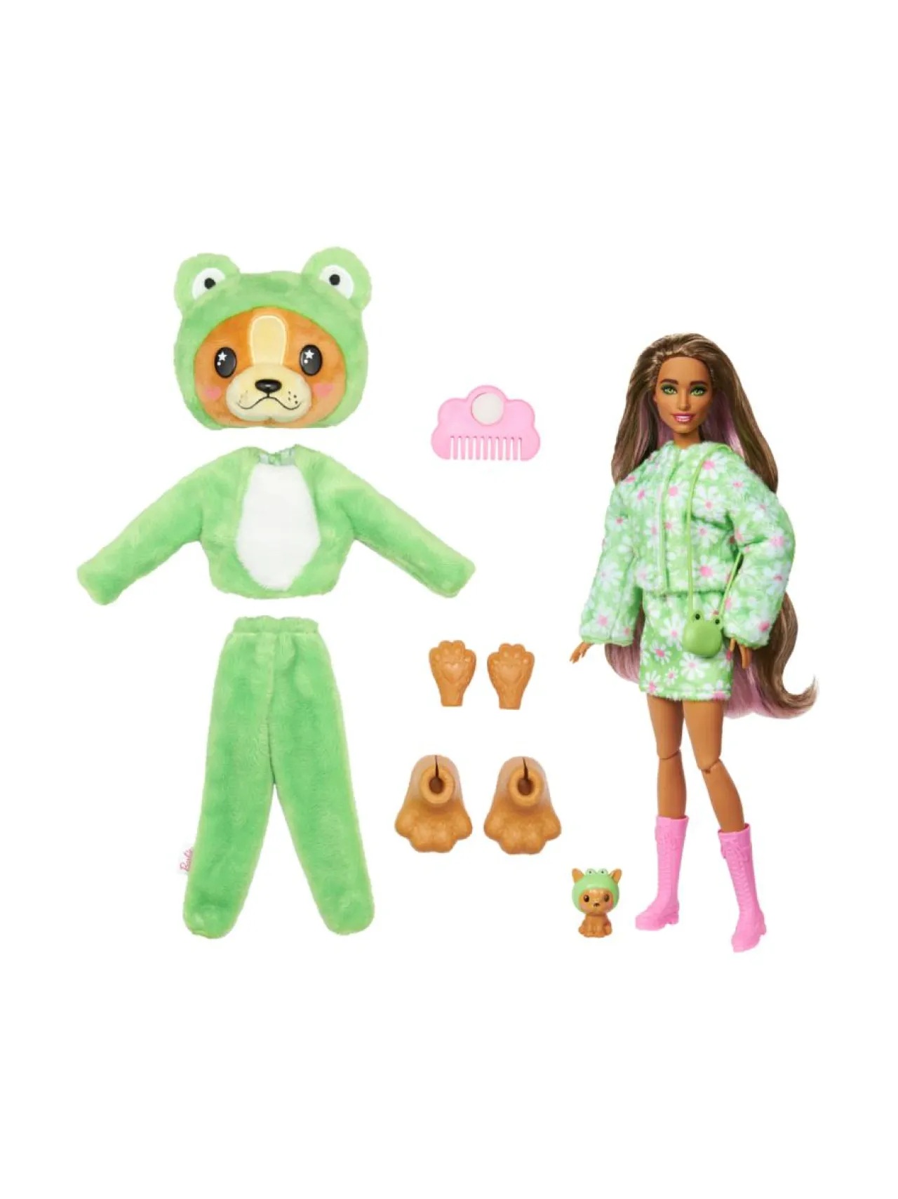 Nuket & Nuken Tarvikkeet<BARBIE Cutie Reveal -koiranpentu sammakkopuvussa 29 cm