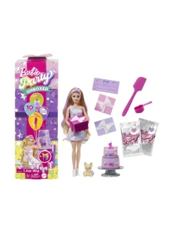 Nuket & Nuken Tarvikkeet<BARBIE Party Unboxed Reveal syntymäpäiväyllätysnukke, blondi