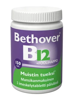 Apteekin Terveystuotteet<Bethover B12-vitamiini + foolihappo 150tabl. mansikka