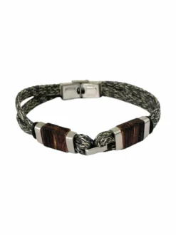 Korut<DFJ Collections Brace cotton cord steel/wood 2 parts grey HARMAA