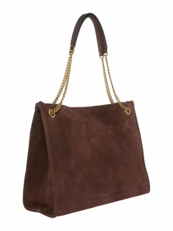 Käsilaukut<Lauren Ralph Lauren Brdly Shppr Tote Large -nahkalaukku DARK HICKORY