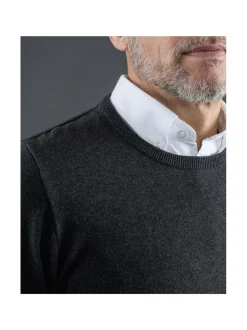 Neuleet<Berkeley Brockton Cotton Crew -puuvillaneule DARK GREY
