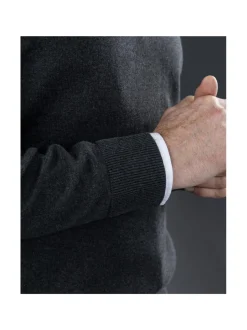 Neuleet<Berkeley Brockton Cotton Crew -puuvillaneule DARK GREY