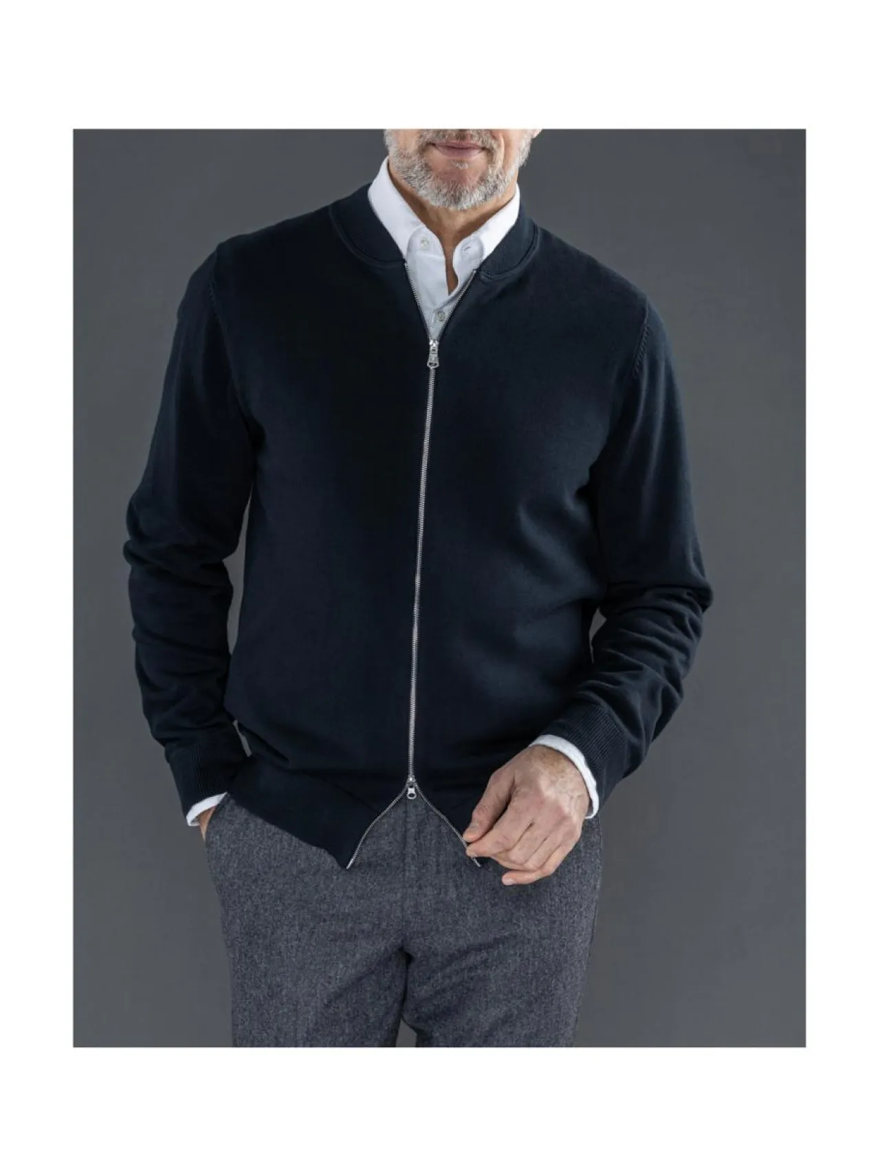 Neuleet<Berkeley Brockton Cotton Fullzip -neuletakki NAVY