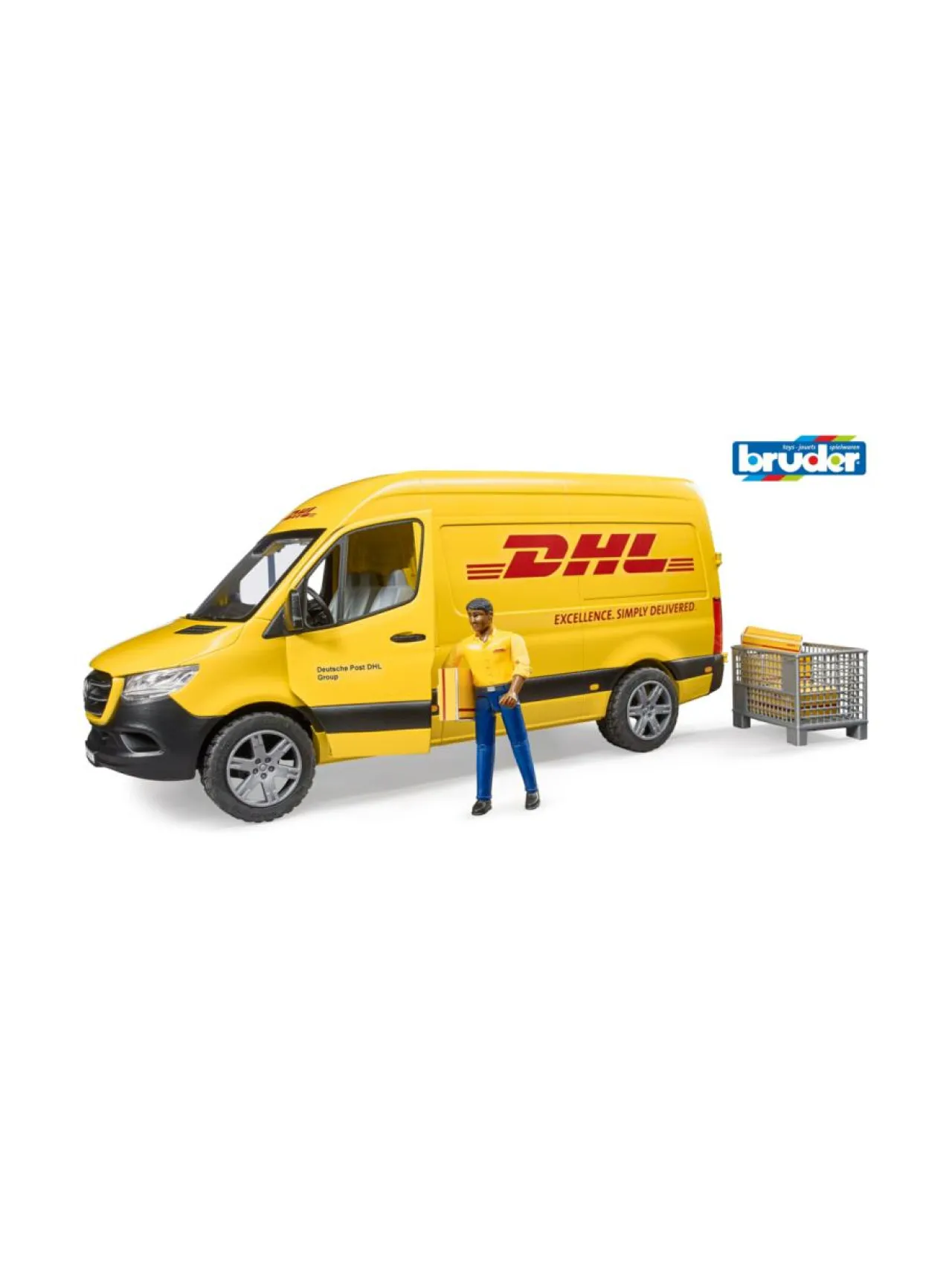 BRUDER Mercedes-Benz Spirinter DHL ja kuljettaja, 1:16^ Autot Ja Muut Ajoneuvot