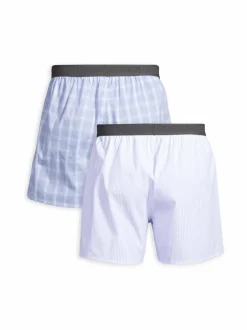 Alusasut<Cap Horn loungewear Carl -alushousut, 2-pack WHITE-LT. BLUE CHECK/LT.BLUE WHITE STRIPE
