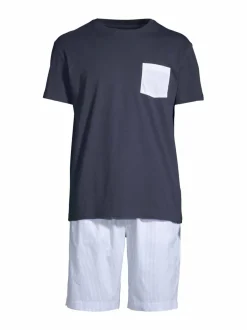 Pyjamat & Kylpytakit<Cap Horn loungewear Charles -pyjamapaita ja -shortsit LT. BLUE-WHITESTRIPE, NAVY SHIRT