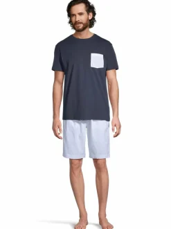 Pyjamat & Kylpytakit<Cap Horn loungewear Charles -pyjamapaita ja -shortsit LT. BLUE-WHITESTRIPE, NAVY SHIRT