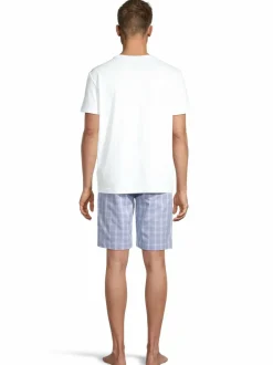 Pyjamat & Kylpytakit<Cap Horn loungewear Charles -pyjamapaita ja -shortsit WHITE-LT. BLUE CHECK, WHITE SHIRT