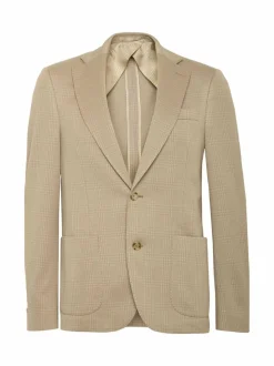Bleiserit<SAND Copenhagen Check Pre Star Easy -bleiseri 230 CAMEL