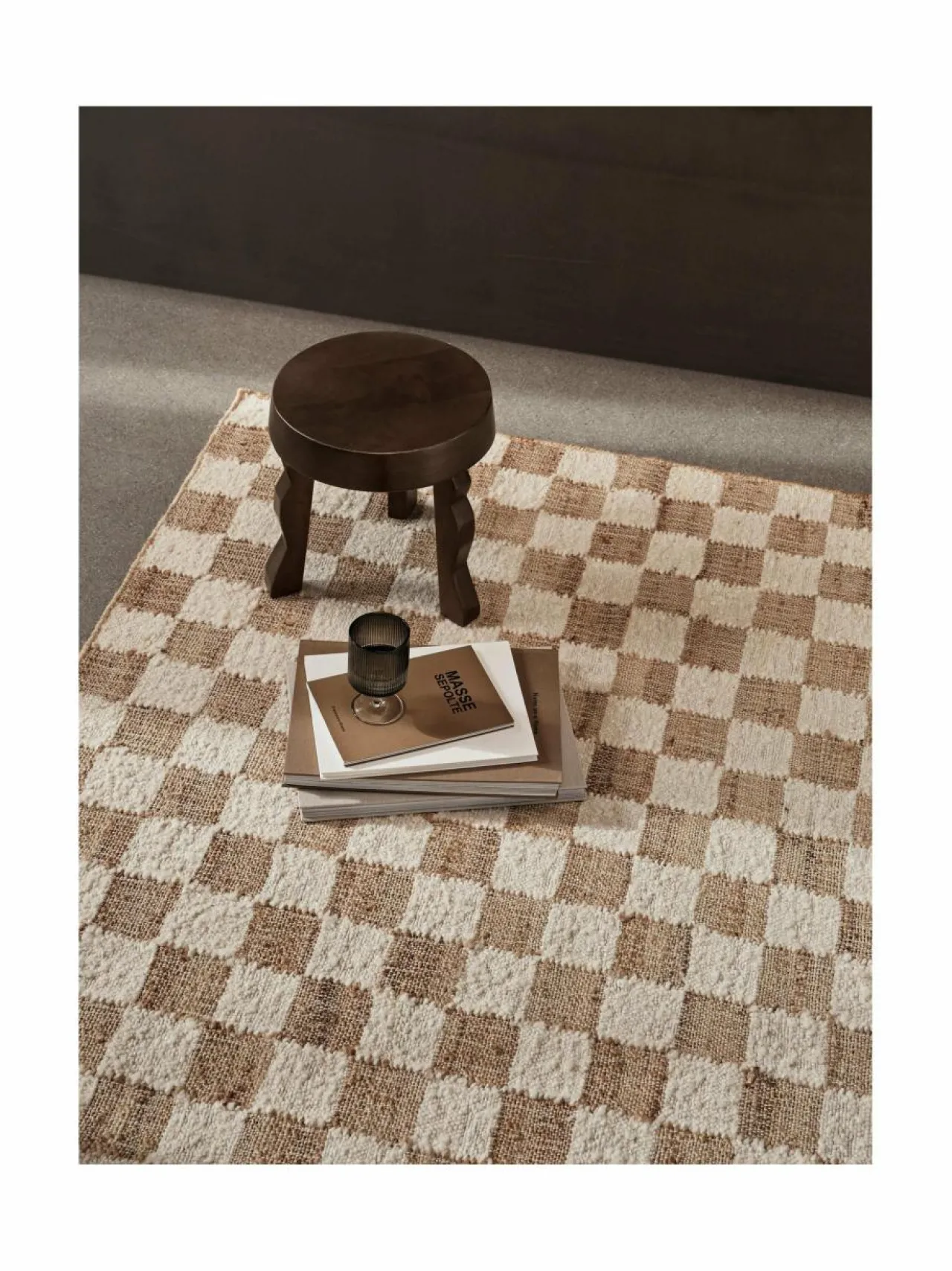 Matot<Ferm Living Check Wool Jute -matto, 140 x 200 cm OFF-WHITE/NATURAL