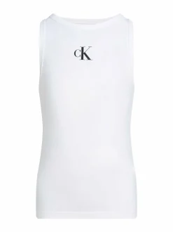 Paidat<Calvin Klein Kids CK Logo Tank -toppi YAF BRIGHT WHITE