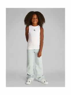 Paidat<Calvin Klein Kids CK Logo Tank -toppi YAF BRIGHT WHITE