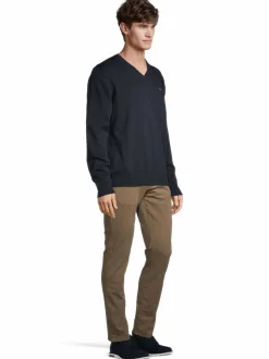 Neuleet<GANT Classic V-neck -puuvillaneule 433 EVENING BLUE