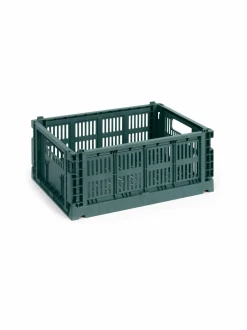 Säilytys<HAY Colour Crate Medium -säilytyslaatikko 26,5 x 34,5 x 14 cm DARK GREEN
