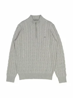 Neuleet<GANT Cotton Cable Half Zip -palmikkoneule 93 GREY MELANGE