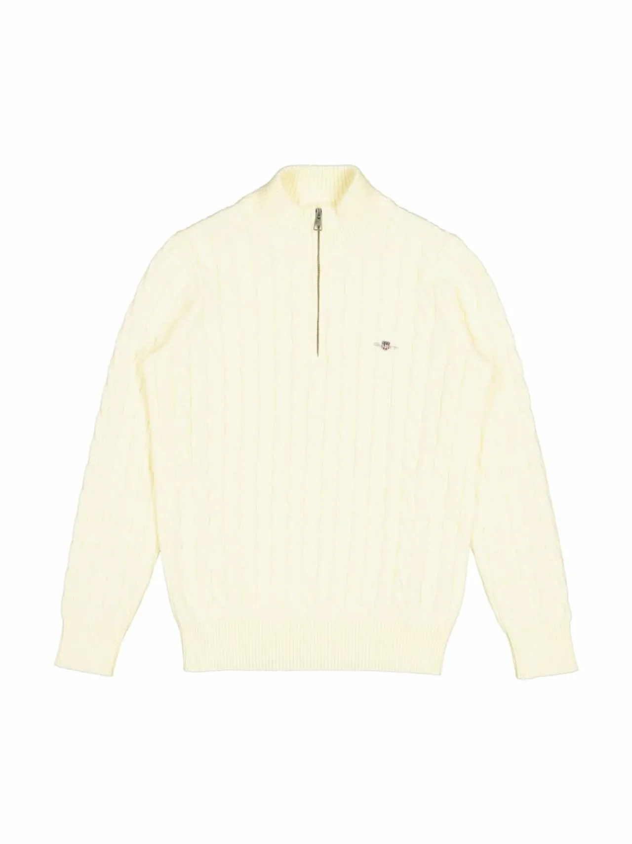 Neuleet<GANT Cotton Cable Half Zip -palmikkoneule 130 CREAM