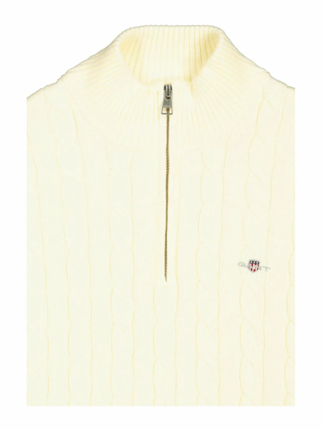 Neuleet<GANT Cotton Cable Half Zip -palmikkoneule 130 CREAM