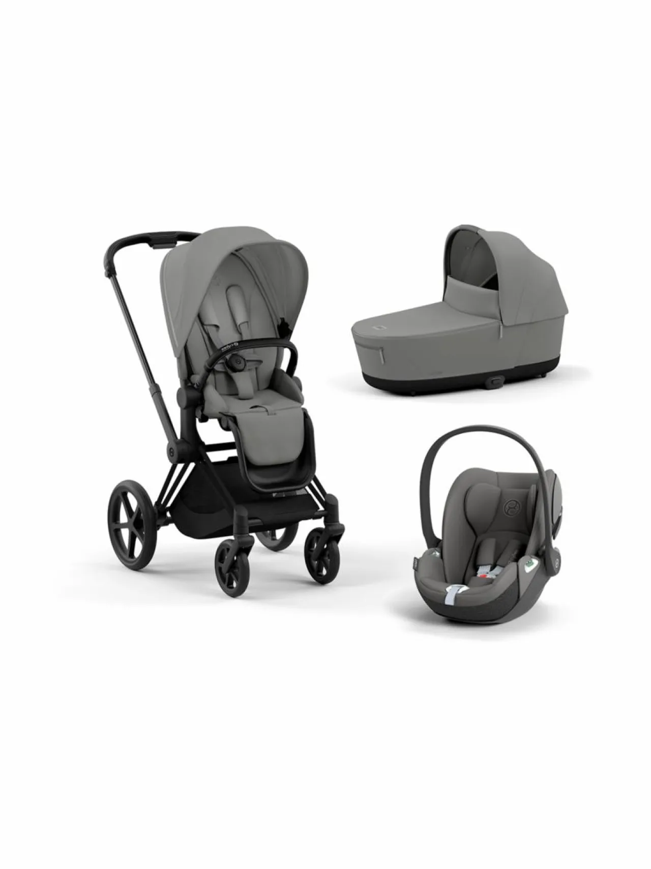 CYBEX Priam 4 yhdistelmävaunut ja turvakaukalo (Matte/Black)^ Lastenvaunut & -Rattaat