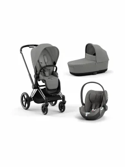 Lastenvaunut & -Rattaat<CYBEX Priam 4 yhdistelmävaunut ja turvakaukalo (Chrome/Black) MIRAGE GREY