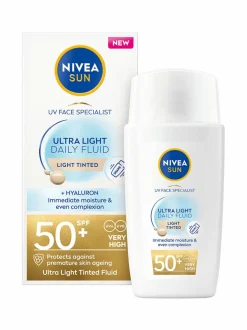 Aurinkotuotteet<NIVEA Daily Fluid Light Tinted SPF50+-sävyttävä aurinkosuojavoide kasvoille