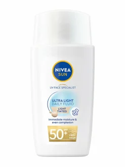 Aurinkotuotteet<NIVEA Daily Fluid Light Tinted SPF50+-sävyttävä aurinkosuojavoide kasvoille