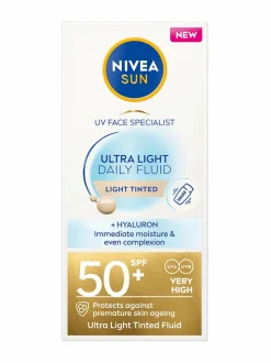 Aurinkotuotteet<NIVEA Daily Fluid Light Tinted SPF50+-sävyttävä aurinkosuojavoide kasvoille