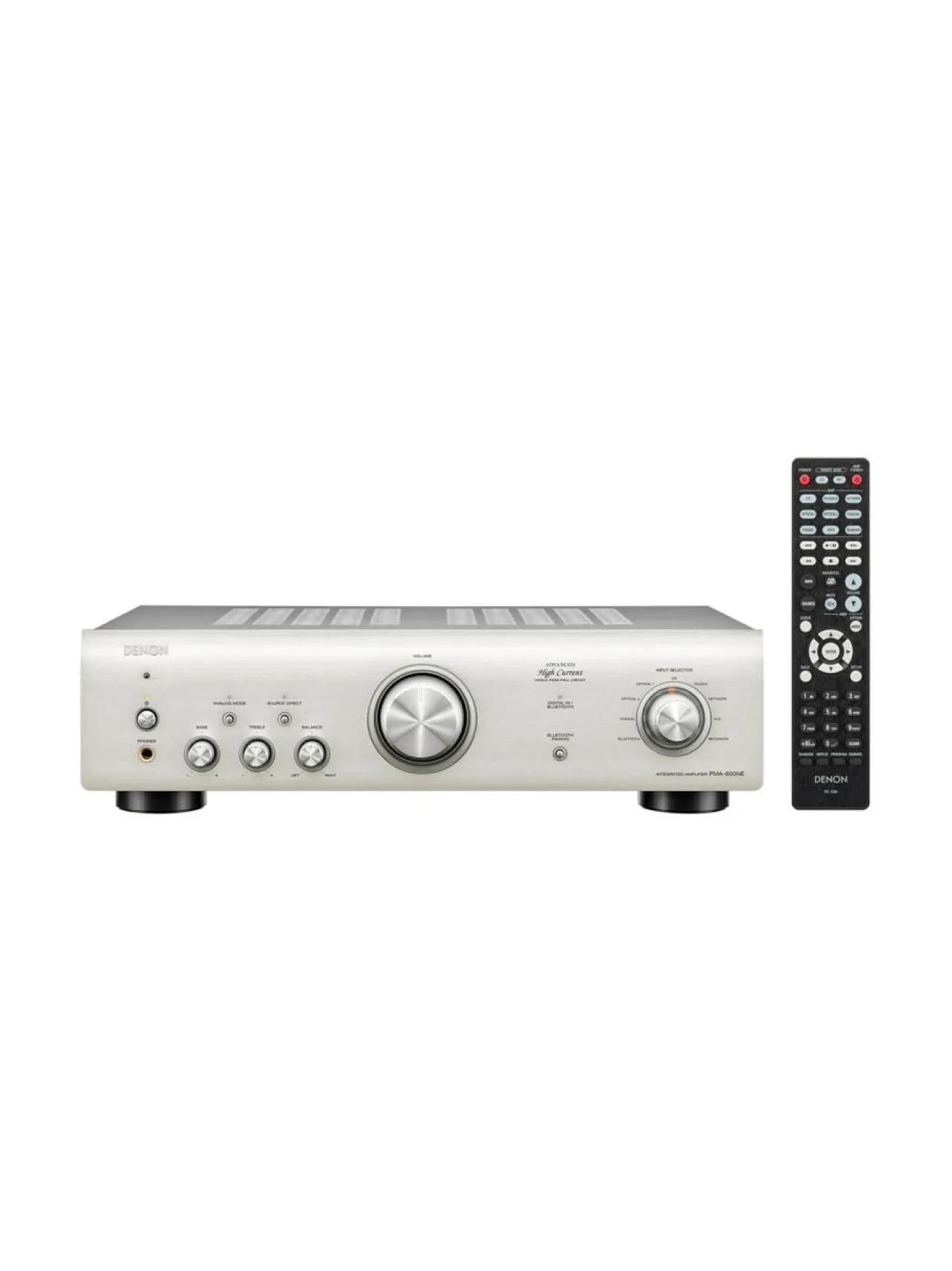 Audio<Denon PMA-600NE integroitu stereovahvistin, hopea
