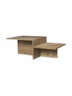 Pöydät<Ferm Living Distinct-kahvipöytä DARK BROWN TRAVERTINE