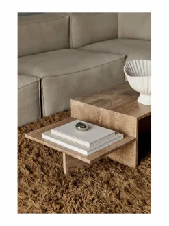 Pöydät<Ferm Living Distinct-kahvipöytä DARK BROWN TRAVERTINE