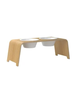 Ruokakupit Ja -Tarvikkeet<dogBar ® Classic korotettu ruokakuppiteline - Vaalea tammi POSLIINI