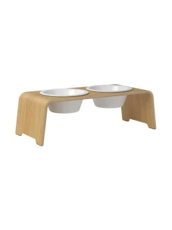 Ruokakupit Ja -Tarvikkeet<dogBar ® Classic korotettu ruokakuppiteline - Vaalea tammi POSLIINI