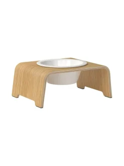 Ruokakupit Ja -Tarvikkeet<dogBar ® Single korotettu ruokakuppi - Vaalea tammi POSLIINI