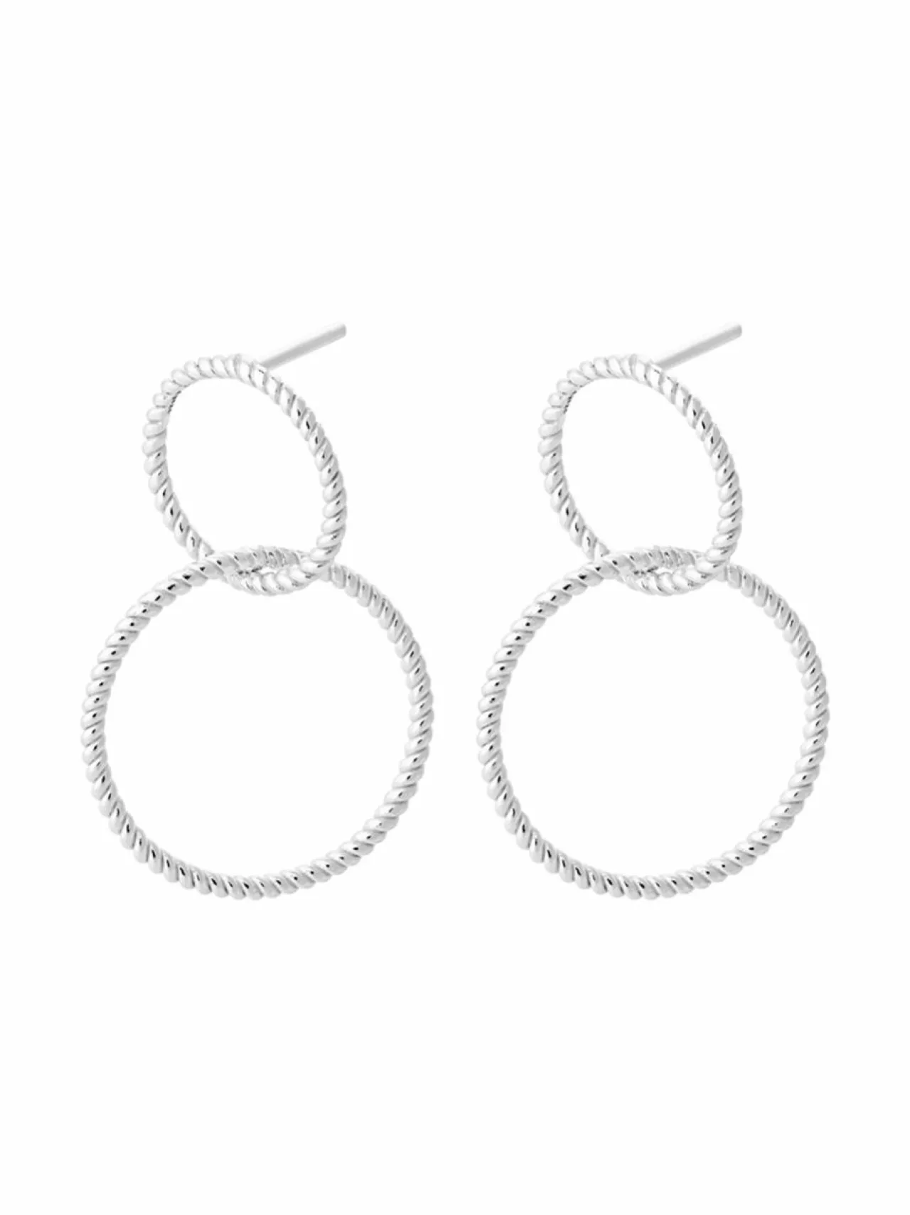 Korut<Pernille Corydon Double Twisted -hopeiset korvarenkaat SILVER