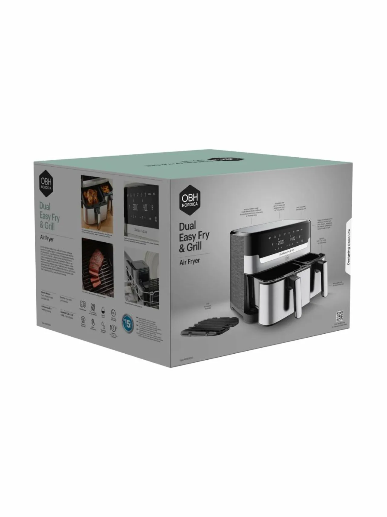Obh Nordica Dual Easy Fry & Grill Air Fryer -kiertoilmakeitin, 8.3L^ Muut Keittiölaitteet